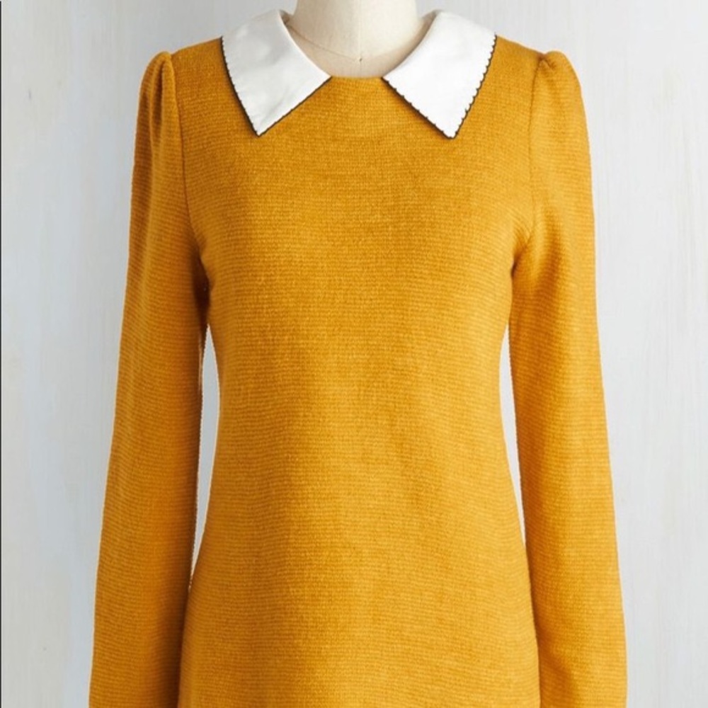Mustard yellow sweater Modcloth Peter Pan collar